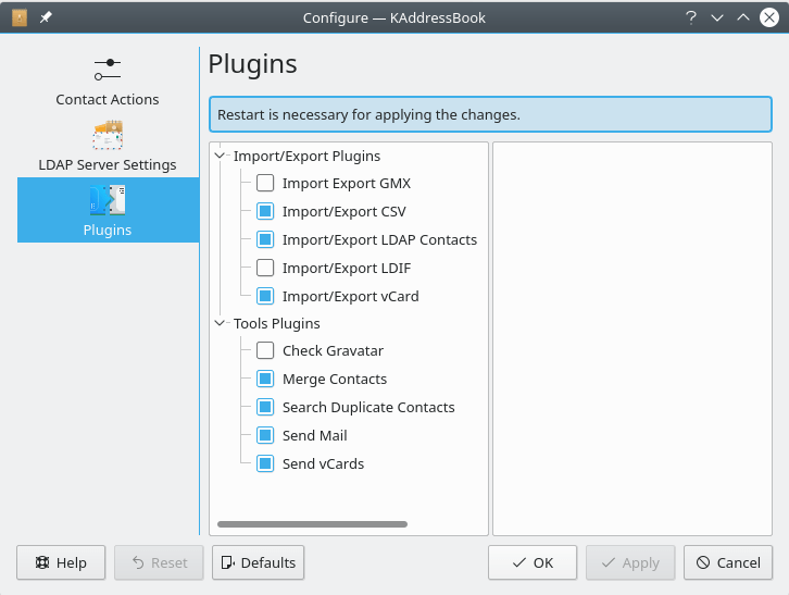 A third screenshot of KAddressBook's “Configure KAddressBook” dialog.