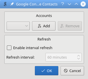 A screenshot of KAddressBook's link-to-gmail dialog