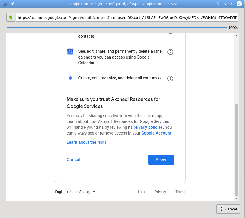 A third screenshot of KAddressBook's link-to-gmail dialog